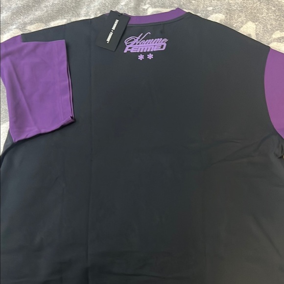 Homme Femme Purple and Black Short Sleeve Tee - Picture 6 of 9
